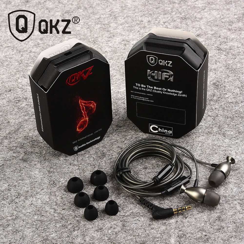 QKZ Fones de Ouvido Alta Qualidade наушники с микрофоном в ухо Металлические стерео для телефона