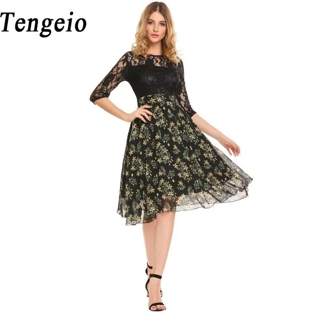 3 4 Sleeve White Lace Dress