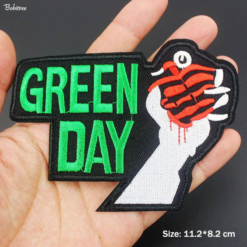 

Fashion Punk Rock Music Green day Patch for Cloth Iron On Embroidered Badges Appliques for Jackets Jeans Stickers