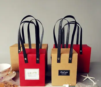 

Kraft paper box portable Kraft Paper Gift Box Wedding Candy Cake Packing Box Portable Case Big 100pcs/lot SN1315