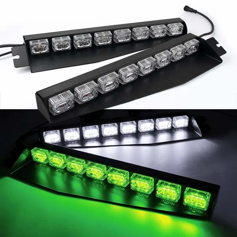 

Mansuo 48LED Light bar Visor Light Windshield Emergency Hazard Warning Strobe Beacon Deck Dash Lamp Green and White