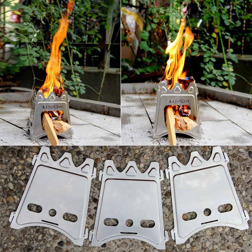 Lixada Folding Wood Stove Outdoor Stove Backpacking Burners Compact
