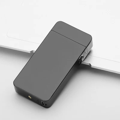 Двойная дуга Электронная Зажигалка Ветрозащитная беспламенная USB металлическая перезаряжаемая электрическая зажигалка плазменная Зажигалка для сигар - Цвет: Black Stone