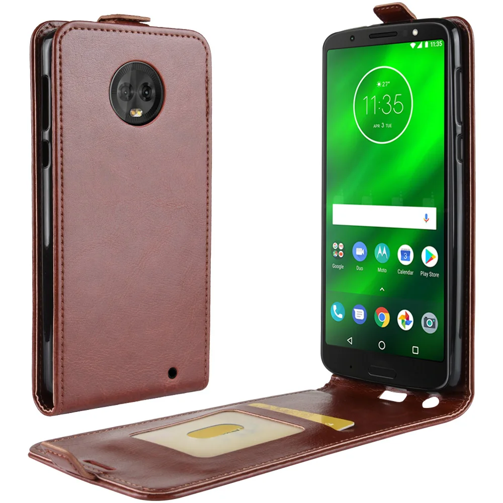 

Up and Down Flip Leather Case for Motorola Moto X4 G6 E5 Plus Retro Phone Cover Wallet Function Card Money Photo Slots Holder