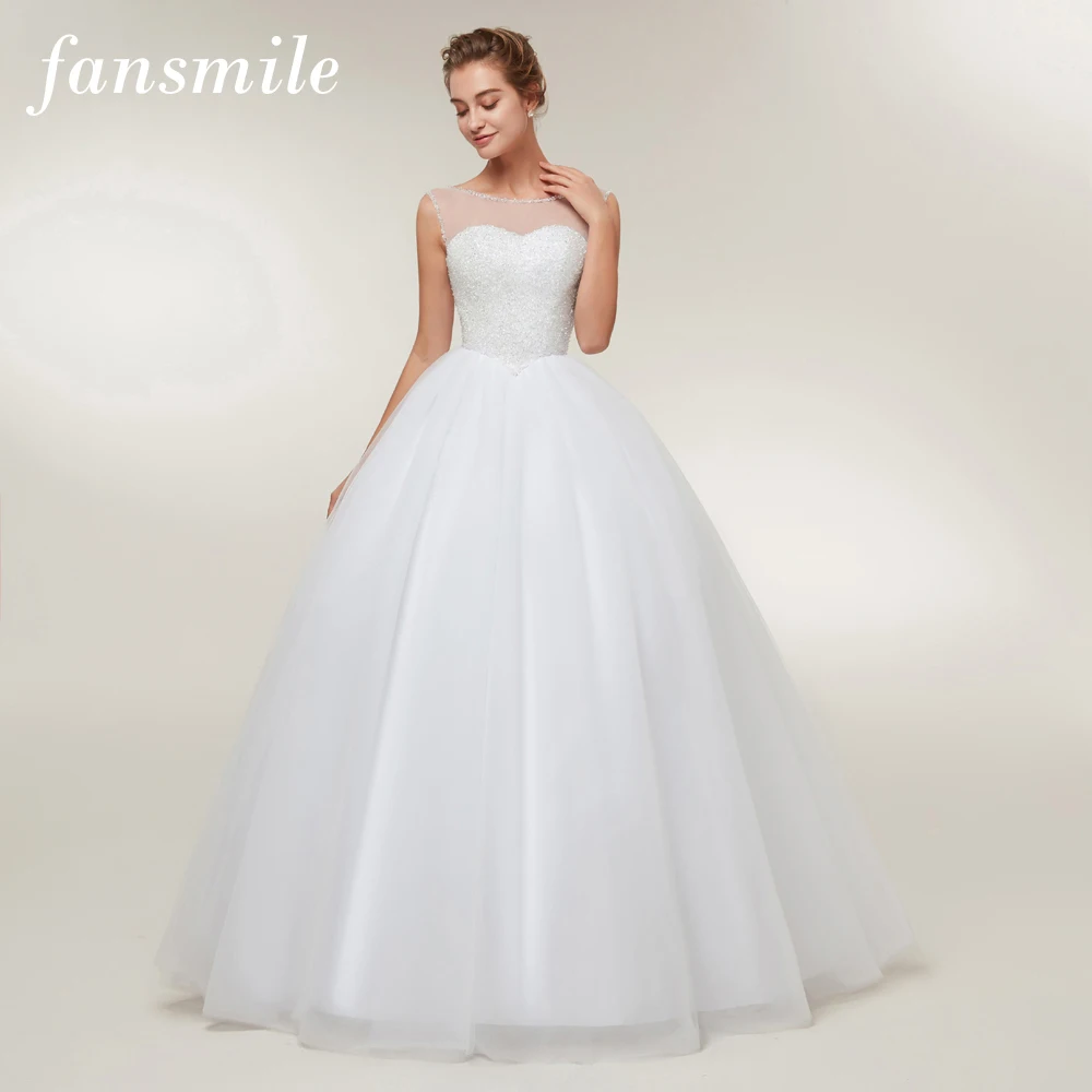 Fansmile Vestido De Noiva Роскошные хрустальные Бальные Свадебные платья Vestido De Noiva на заказ размера плюс свадебные платья FSM-400F