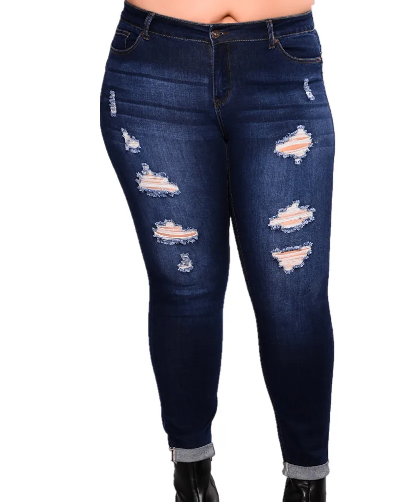 F.N.JACK Women Plus Size Jeans Stretch Jeggings Skinny Denim Big Dark Blue |