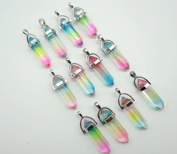 Натуральный камень Turquoises опал кварц с тигриным глазом Кристалл lapis Подвески чакры для diy для изготовления украшений ожерелья Аксессуары 24 шт - Окраска металла: NO.3