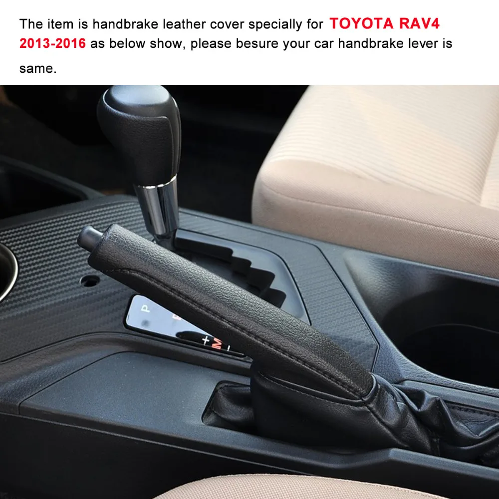Yuji-Hong Car Handbrake Covers Case for Toyota RAV4 2013- Genuine Leather Handbrake Grips Car-styling Auto Cover