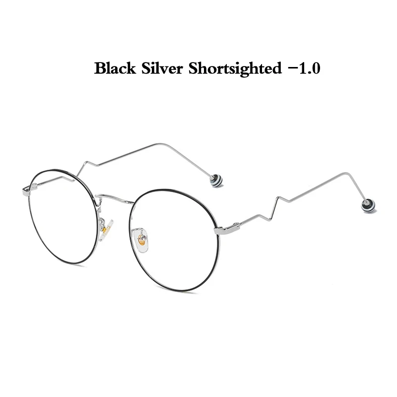 Zilead Классический анти синий свет круглый готовой близорукость очки Для женщин и Для мужчин металлические конфеты жемчуг зрелище очки для близоруких - Цвет оправы: B silver myopia 1.0
