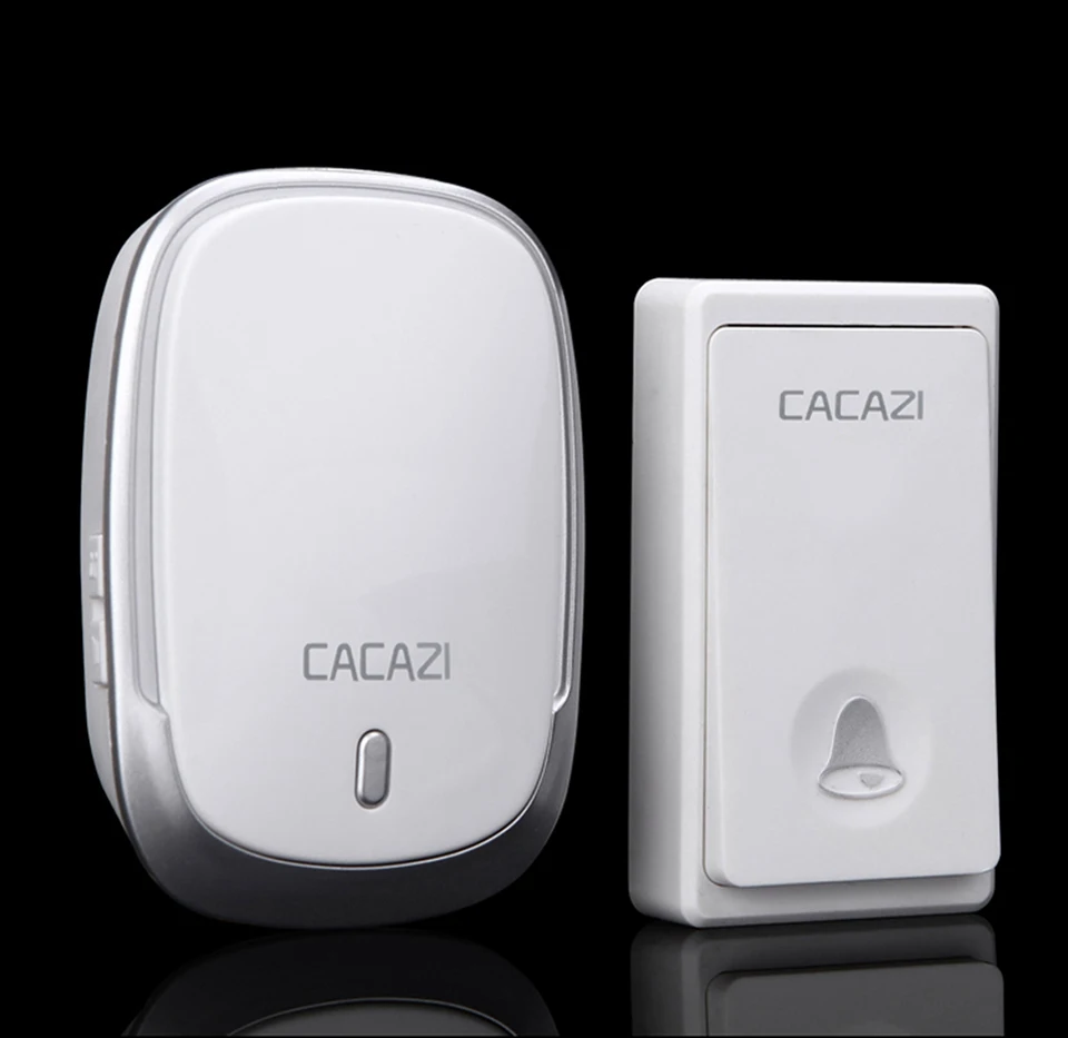 CACAZI автономный водонепроницаемый беспроводной дверной звонок без батареи светодиодный светильник Домашний Беспроводной звонок ЕС вилка 36 колокольчиков 1 Кнопка 1 2 приемника
