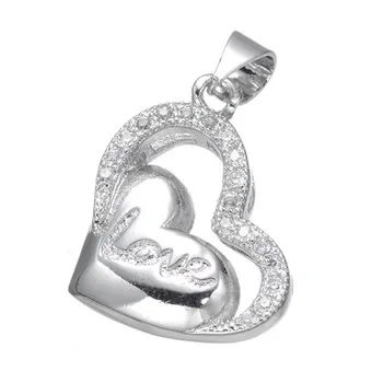 Nice Gift For Lover Mirco Pave Austria Zircon Rhinestone Love Heart Pendant Charms for Women Designer Fashion Jewelry Silver