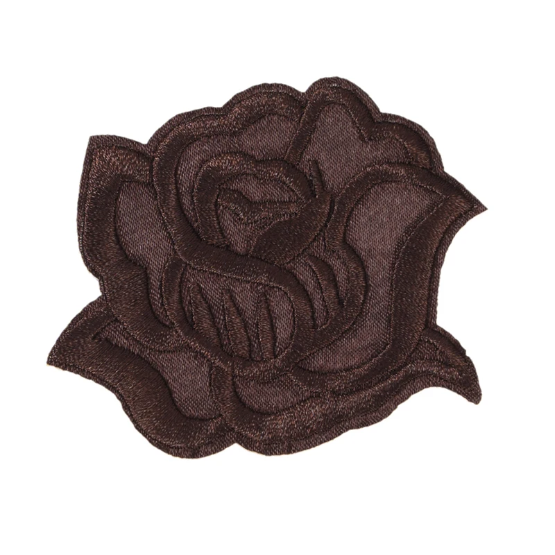 Black Rose Embroidered Badge Applique Patch 7.5cmx6cm DIY Apparel Sewing Bag Stickers Garment Clothes Accessories