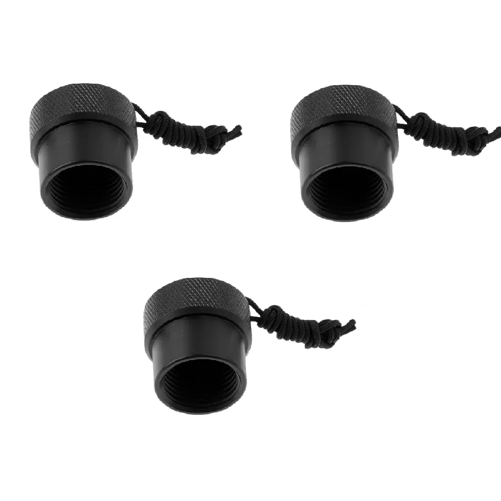

3pc Universal Scuba Diving Dive DIN Tank Valve Threaded Dust Plug Protective Cap Attached with Swivel Lanyard