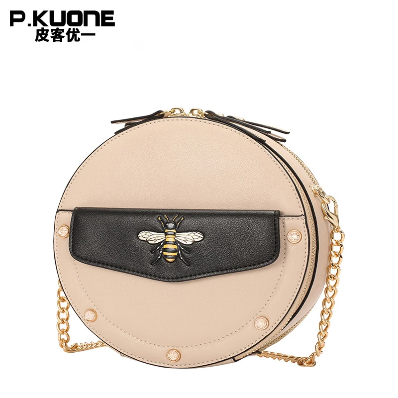 

P.KUONE Pekka Round Bag Female 2019 New Fashion Wild Foreign French Small Female Bag Chain Slung Small Round Bag Wholesale