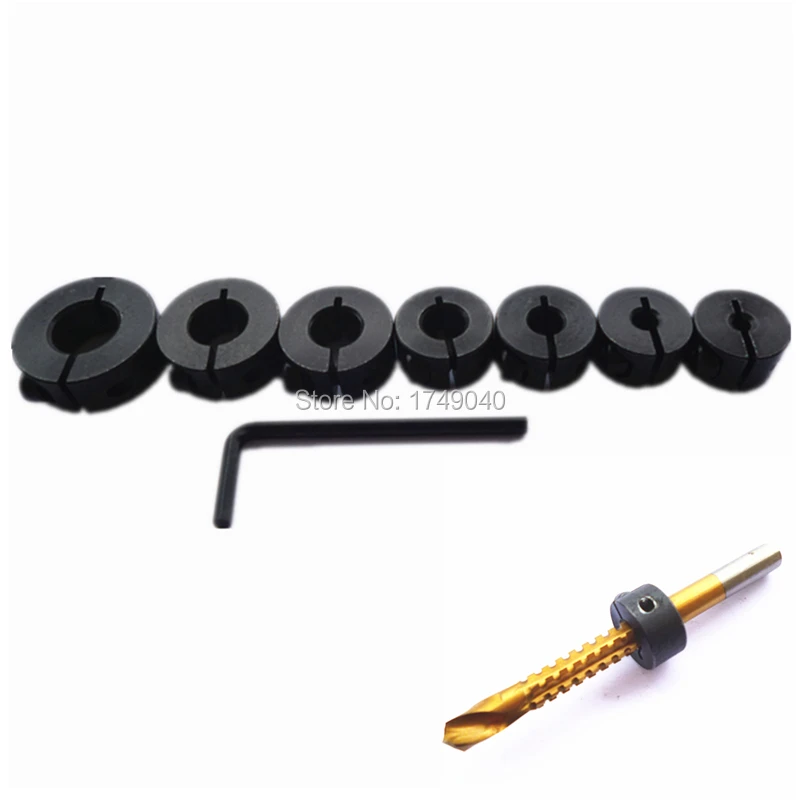 7Pc Woodworking Drill Bit Depth Stop Collars Split Ring Positioner