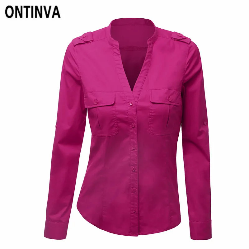 

Women Plus Size Formal Blusas Summer Femme V-Neck Long Sleeve Slim Shirts Tops 2019 Fashion Officewear Blouse Ladies Clothes