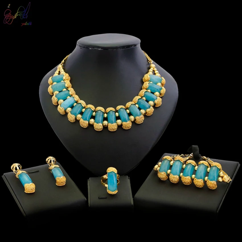Yulaili полудрагоценный камень Классический Дизайн Ювелирные наборы семь цветов ожерелье браслет серьги кольцо ювелирный набор Yulaili полудрагоценный камень Классический Дизайн Ювелирные наборы семь цветов ожерелье браслет серьги кольцо ювелирный набор