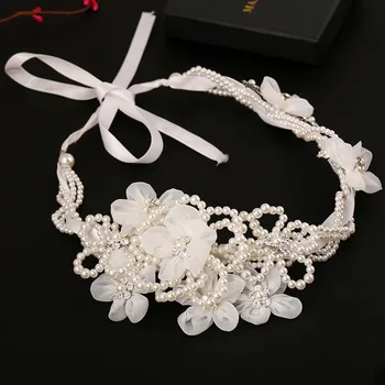

CC headbands hairbands crystal beads pearl handmade flowers wedding hair accessories for bridal romantic engagement jewelry s344