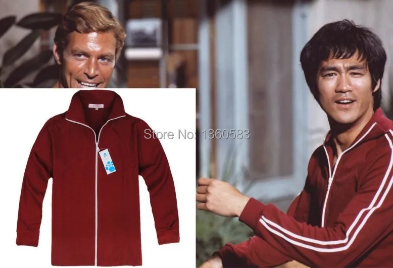 Bruce Lee Cotton Costume Classic Longstreet Red Kung Fu Suits Tracksuit Uniform 