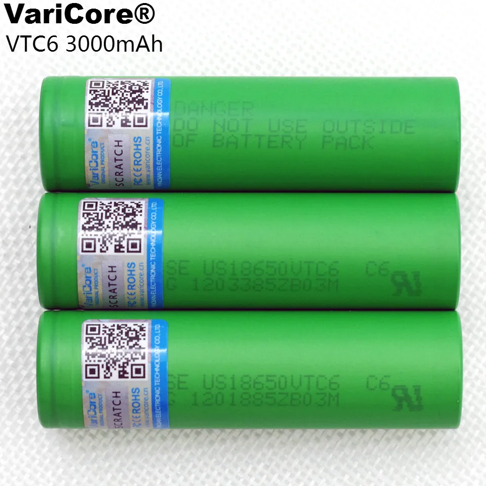 

3PCS VariCore VTC6 3.7V 3000 mAh 18650 Li-ion Battery 30A Discharge for Sony US18650VTC6 Toy Flashlight E-cigarette batteries