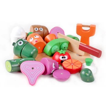 

12pcs Wooden classic game simulation kitchen series toys Cutting Fruit and Vegetable Toys Montessori Early education gifts