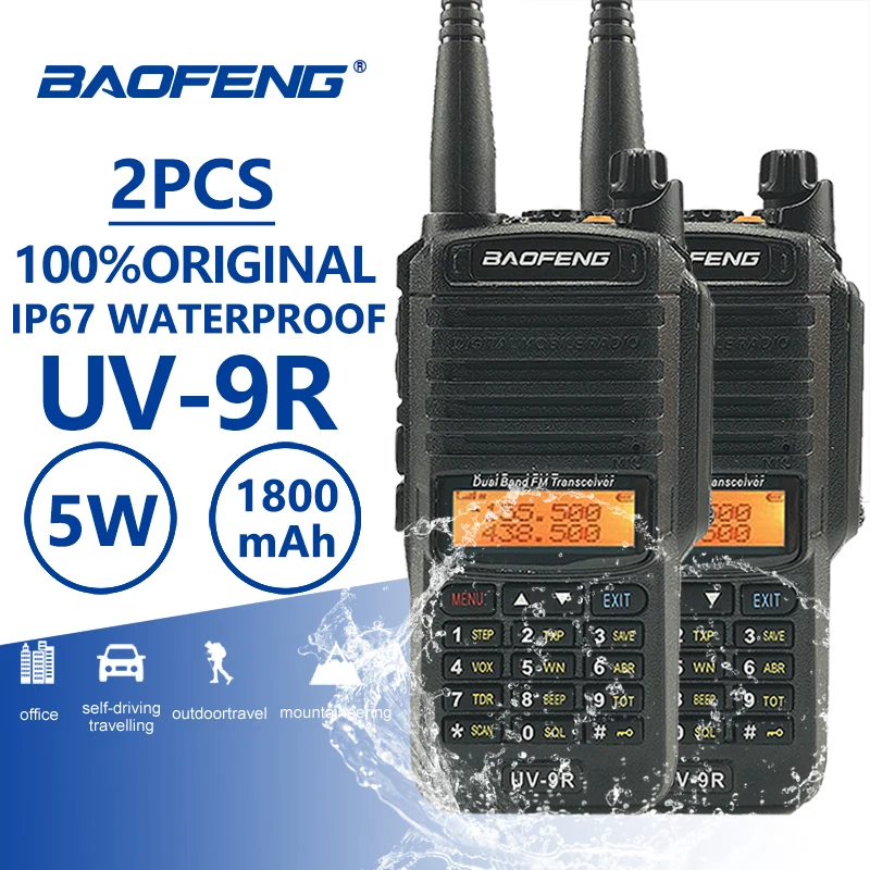 2 шт. Baofeng UV-9R Пылезащитная рация IP67 водонепроницаемая любительская радиостанция UV 9R двухстороннее радио св. Хэм UV9R большой диапазон 50 км