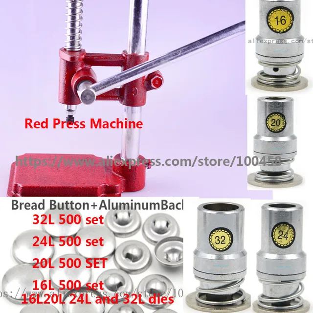 Fabric Covered Button Press Machine/Maker + 16L20L24L 32L Fabric Self