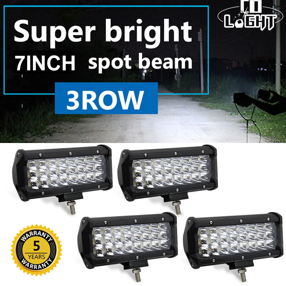 

CO LIGHT 7inch 72W Led Work Light Spot Beam Tri-Row LED Light Bar Offroad LED Bar for Auto Uaz 4x4 4WD Pickup Truck Boat 12V 24V