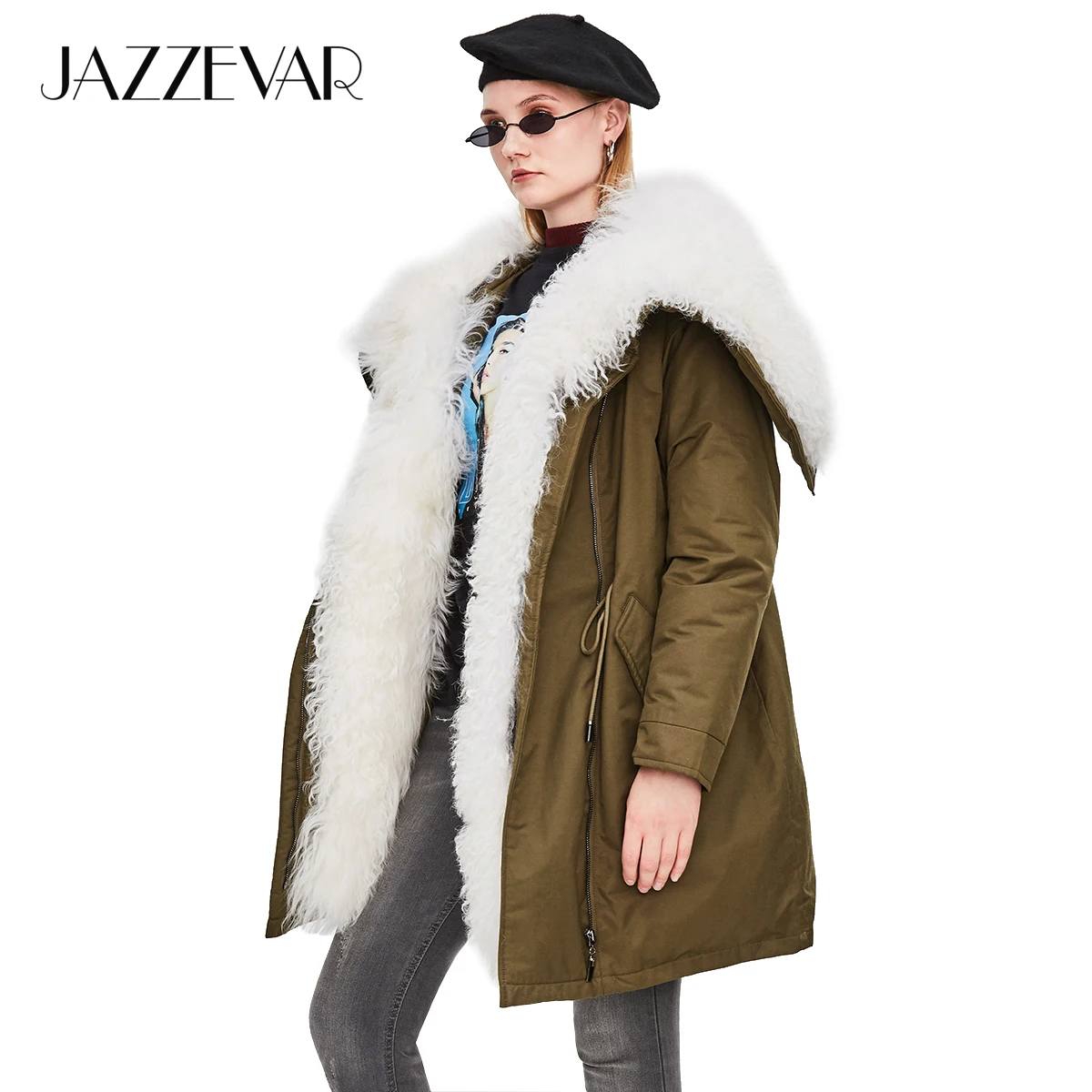 JAZZEVAR 2018 зима новая высокая мода уличная Женская негабаритная толстая 90% пуховик