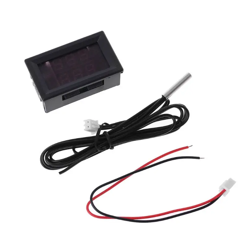 

2019 2in1 Car Voltage & Temperature Meter Dual Dispaly Voltmeter + Thermometer for 5v 12v 24v 48v 60v 72v