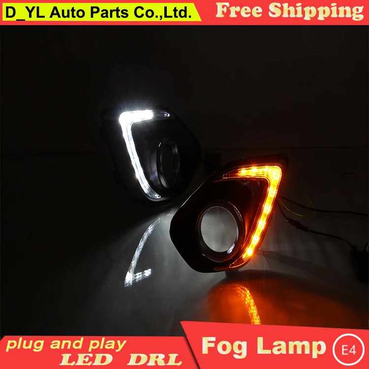 

Car styling New 12V 9 LED light DRL Daytime Running Lights For Mitsubishi ASX 2013-2014 with Fog Lamp Turn Signal Car Stylin