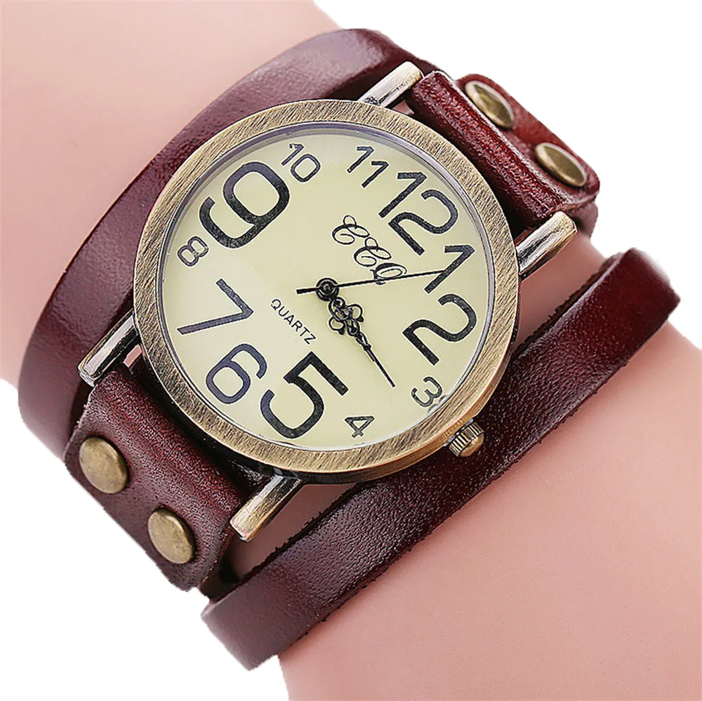 

Luxury Brand Vintage Cow Leather Bracelet Watch Women Leather Bamboo Women's Watch Classic reloj mujer 2019 relogio feminino