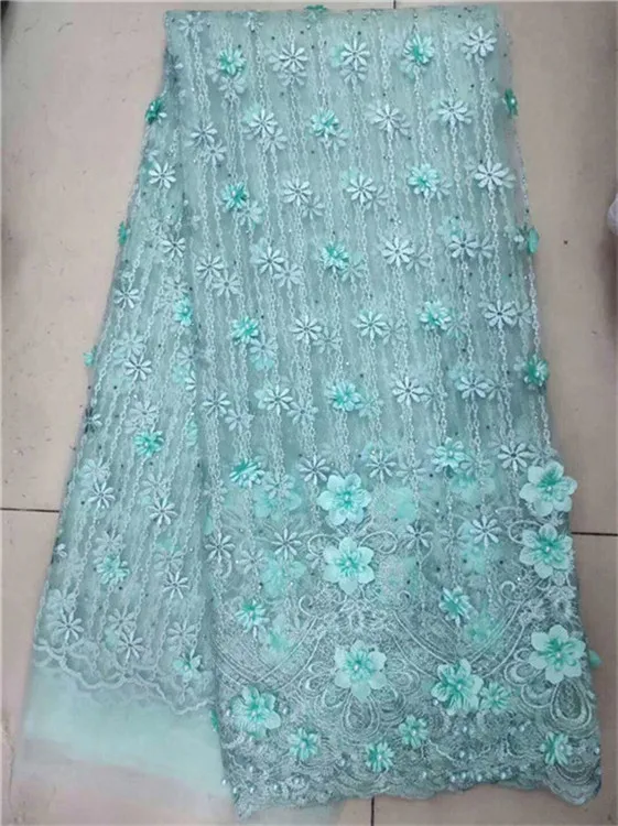 Нигерийская Высококачественная кружевная ткань с африканскими бусинами 3D