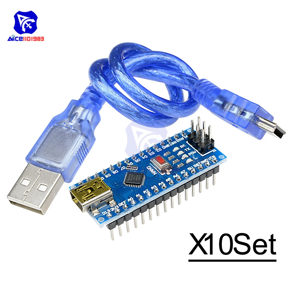 

10PCS/Lot Nano 3.0 V3.0 Driver ATmega328 ATmega328P Atmega328P-AU 5V 16M Micro Controller Board CH340 for Arduino USB Cable