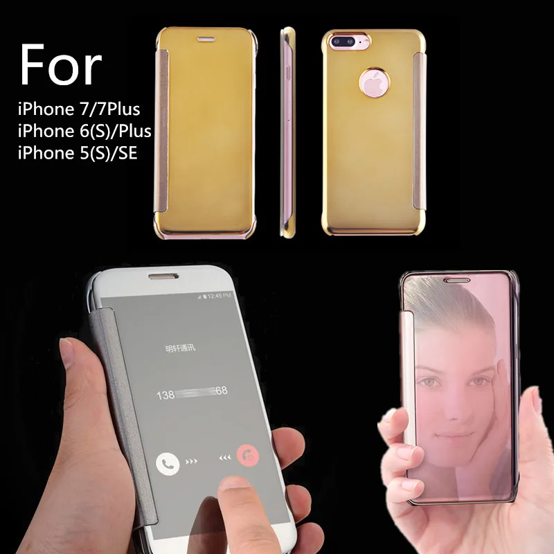Aliexpress.com : Buy Flip Case for iPhone 7 6S 5 Ultra Light Thin Mirror Leather Cover Case for ...