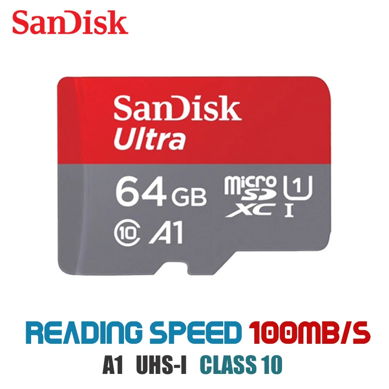 Карта micro sd sandisk 16 ГБ 32 ГБ 64 Гб 200 ГБ карта памяти micro sd 128 ГБ 256 Гб класс 10 до 98 МБ/с./с - Емкость: A1 64G