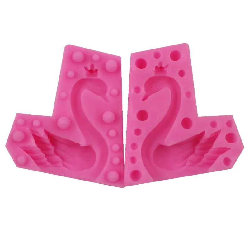 3D Wearing Crown Swan Fondant Cake Silicone Mold Chocolate Mold DIY Cake Baking Decoration Tool A1724