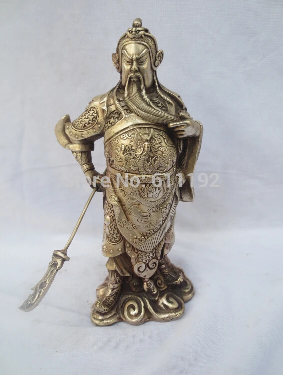 

Unique gifts antique Hand carved Guangong statue,9 Inch Tibet silver Home decoration Metal crafts