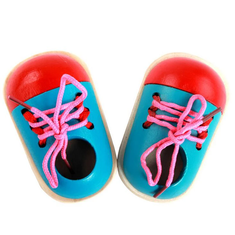  Educational Wooden Toys For Babies Montessori Teaching Aids Tie Shoelaces Training Fine Motor Skill - 33040613991