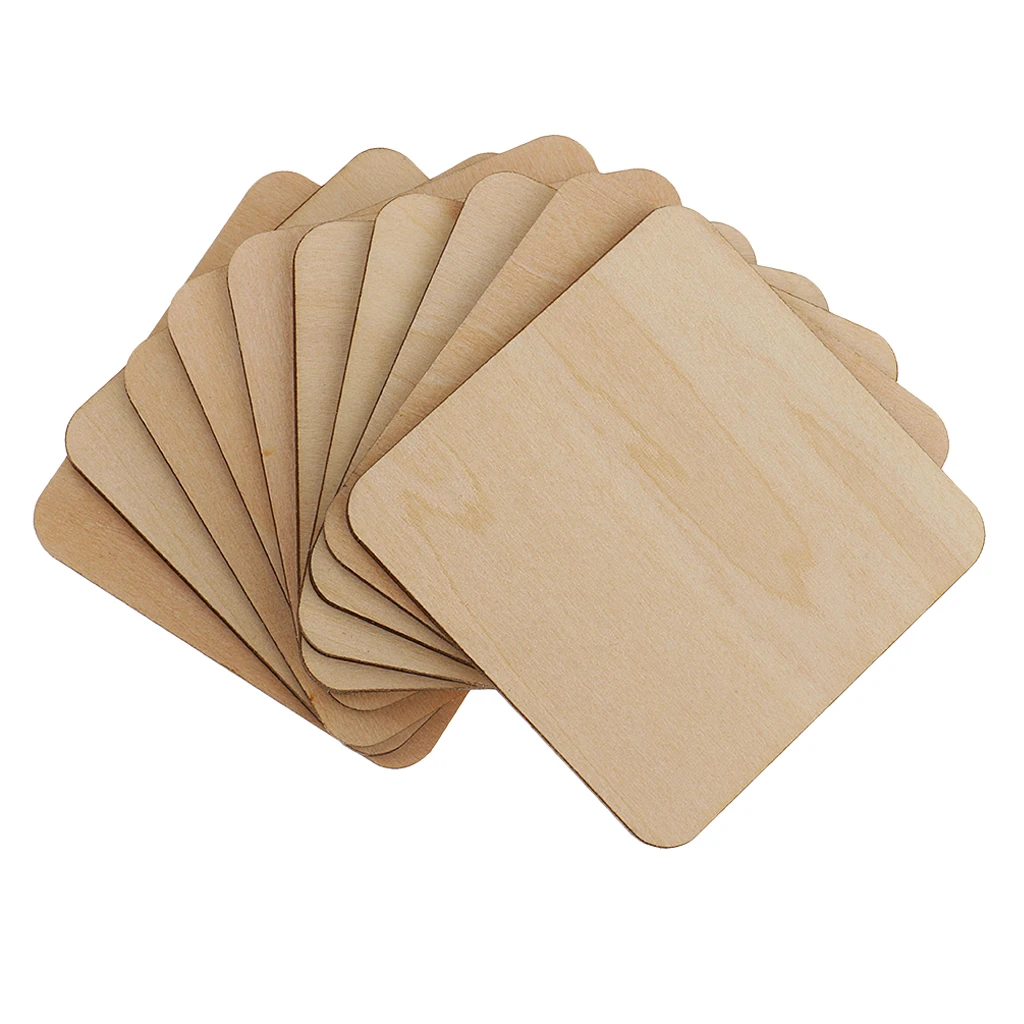 43 Pieces Square MDF Unfinished Wood Wooden Pieces Blank Plaque for DIY Crafts Model Building Engraving Painting 20/60/100mm