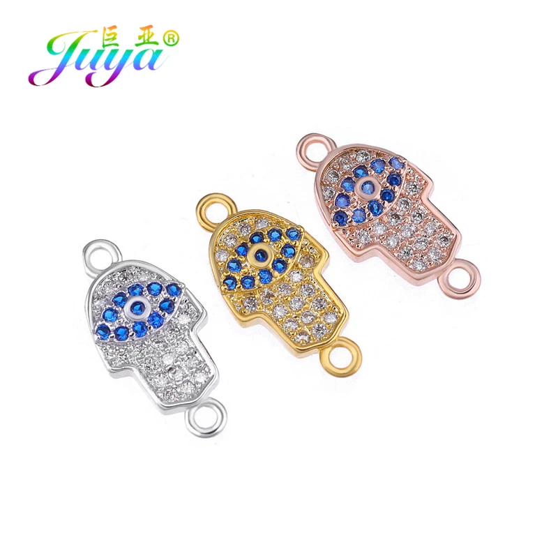 

Juya Handmade Hamsa Hand Of Fatima Evil Eye Charms Connector Accessories For Women Men Turkish Bracelets Necklace Making
