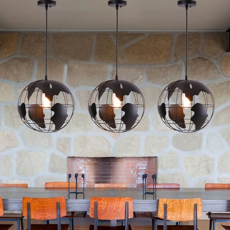 Picture of retro indoor lighting vintage pendant lights globe iron cage lampshade ...