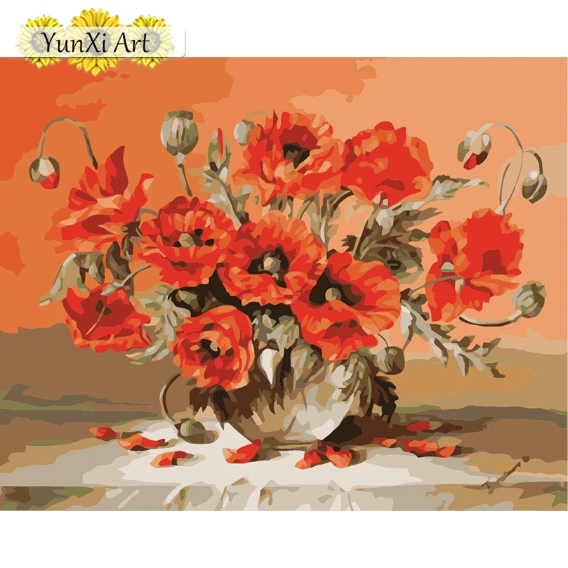 622 30 De Réductionvase Fleur Pavot Rouge Peinture à Lhuile Moderne Par Numéros Peint à La Main Coloriage Par Numéros Vintage Décor à La Maison