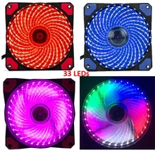 Ventilateur de refroidissement de dissipateur de chaleur 12CM 12v molex 4pin 3p, 15led, 33led ou led circulaire 16db, Ultra silencieux pour boîtier d'ordinateur de jeu