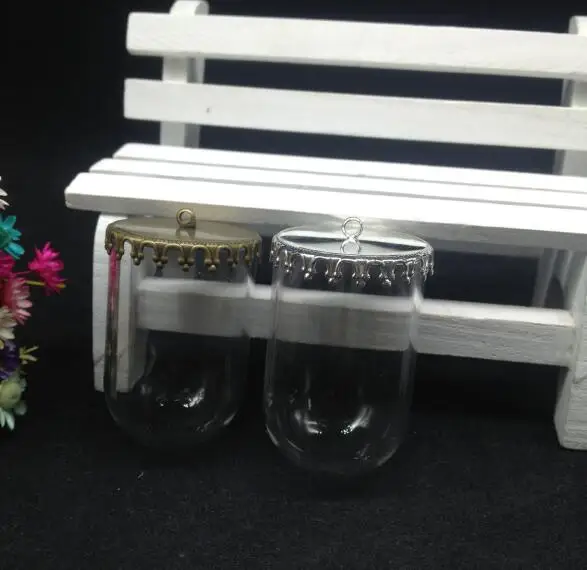 5 قطع 38*25 ملليمتر واضح أنبوب زجاج غلوب فقاعة تاج قاعدة الزجاج الزجاج الغلاف قبة فيال قلادة الأزياء قلادة لطيف الجرار هدية السحر