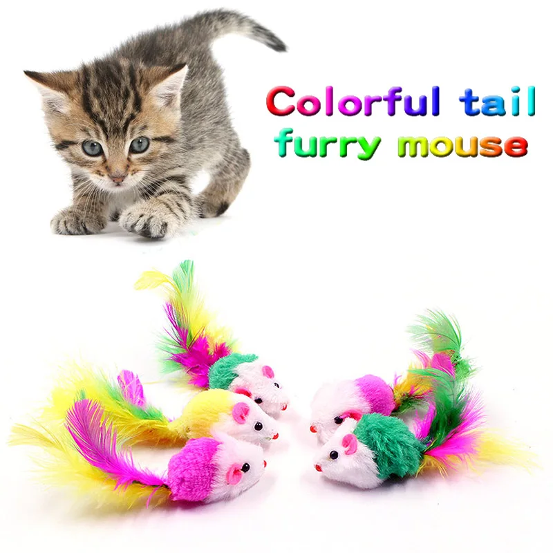 

Sale 1PC Colorful Feather False Mouse Pet cat toys Random Color Mini Funny Mice & Animal Playing Toys For Cats Kitten