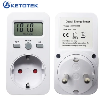 

EU Plug Plug-in Energy Meter AC 230V 16A 3680W Digital Wattmeter LCD Display Power Monitor Watt Meters Energy Detector