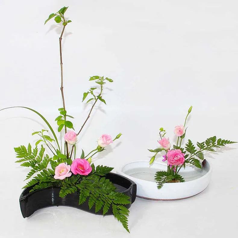 Дзен икебана восемь иероглифов цветочный горшок настольная грубая глиняная ваза японский цветок гидропонный бассейн керамический контейнер пищевая пластина