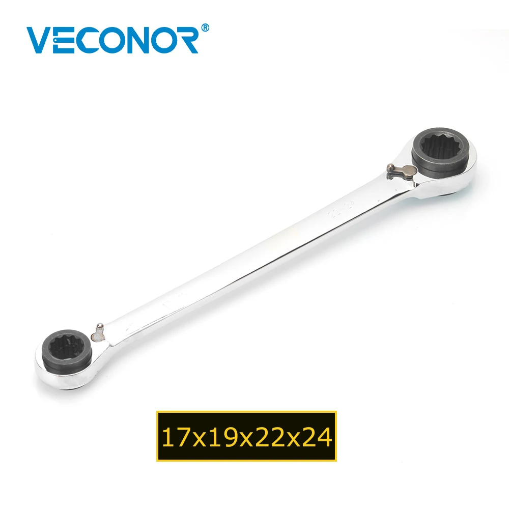 

17x19x22x24mm Professional Reversible 4-in-1 Ratcheting Wrench 72T Spanner Auto Repair Hand Tools for Car Motor Bicycle Home