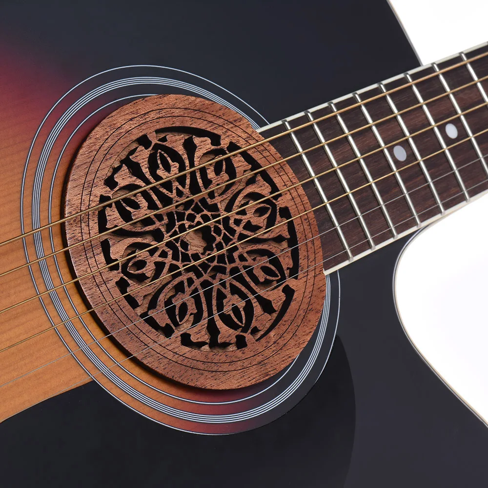

Guitar Wooden Soundhole Sound Hole Cover Block Feedback Buffer Mahogany Wood for EQ Acoustic Guitar Folk Guitarra